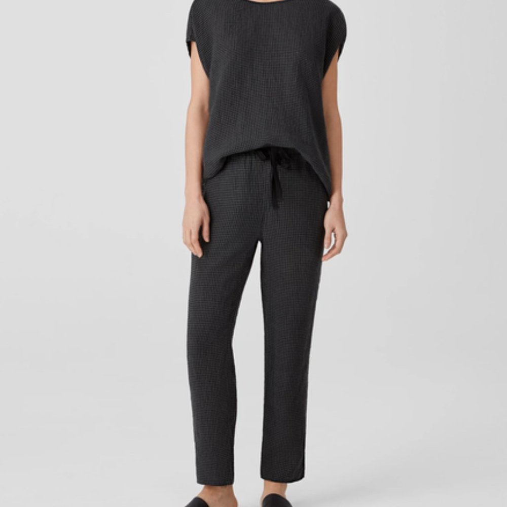Puckered Organic Linen Tapered Pant